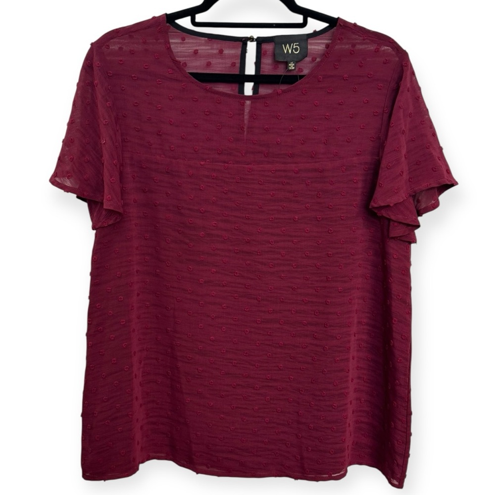 Anthropologie‎ W5 Burgundy Textured Blouse Size M **295